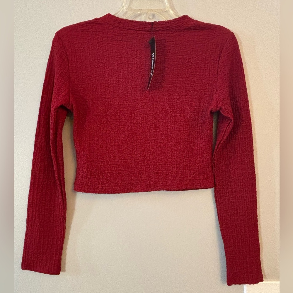 Women’s Red Top long sleeve crop blouse shirt casual winter party sexy business